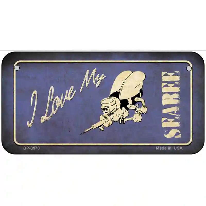 I Love My Seabee Metal Novelty License Plate 6" x 3" (BP)