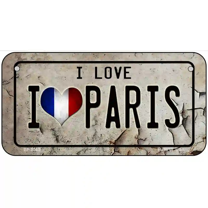 I Love Paris Metal Novelty License Plate