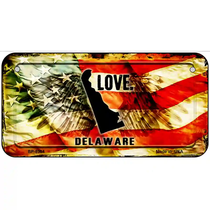 Delaware Love Metal Novelty License Plate 6" x 3" (BP)