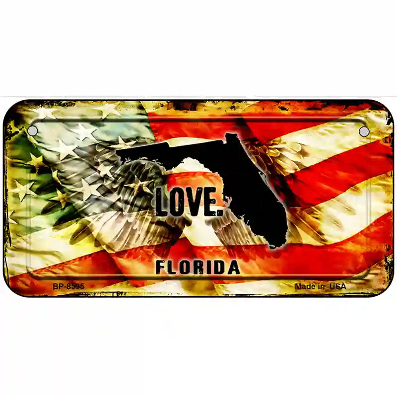 Florida Love Metal Novelty License Plate 6" x 3" (BP)