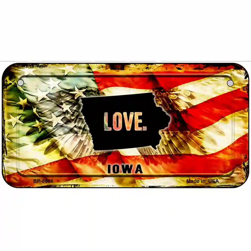 Iowa Love Metal Novelty License Plate 6" x 3" (BP)