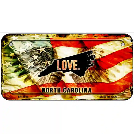 North Carolina Love Metal Novelty License Plate 6" x 3" (BP)