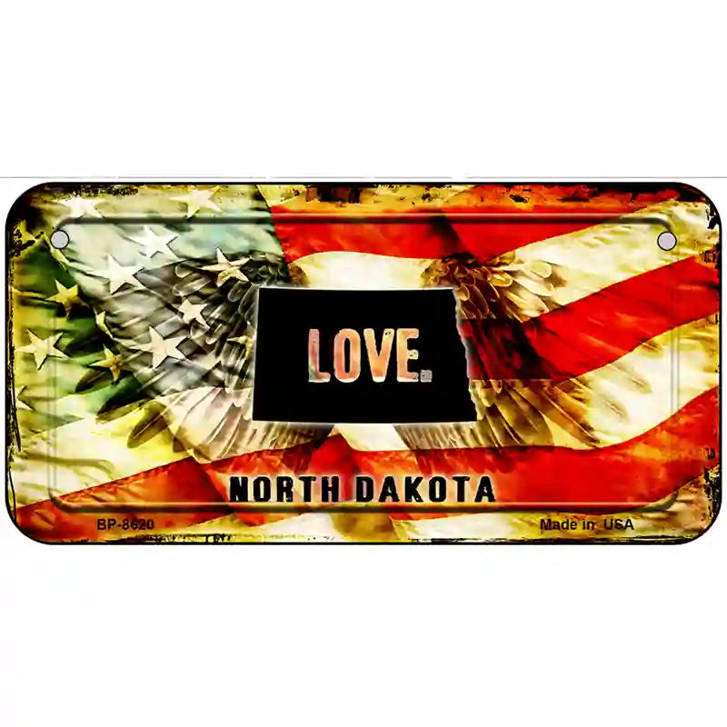 North Dakota Love Metal Novelty License Plate 6" x 3" (BP)