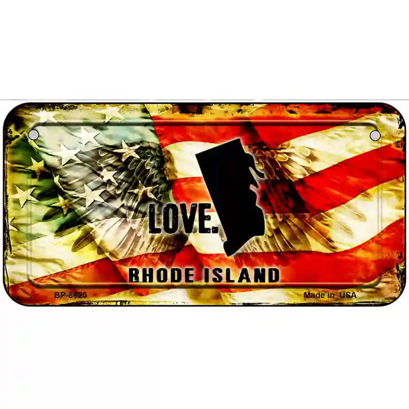 Rhode Island Love Metal Novelty License Plate 6" x 3" (BP)