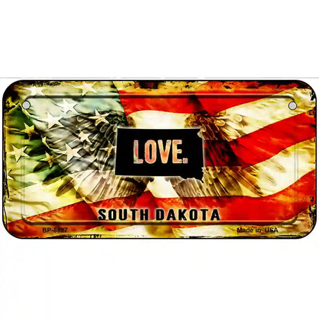 South Dakota Love Metal Novelty License Plate 6" x 3" (BP)