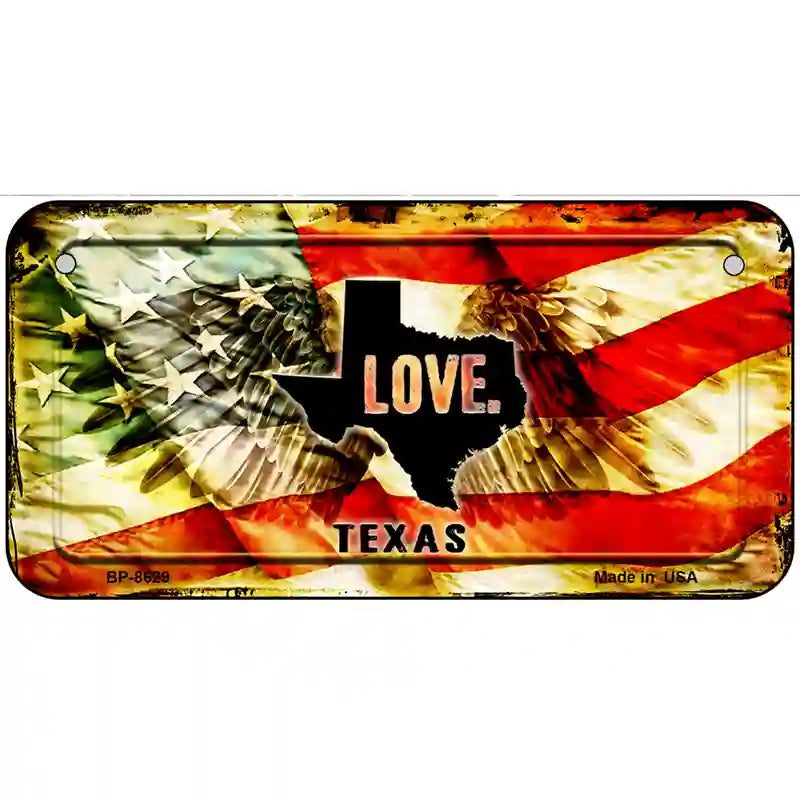 Texas Love Metal Novelty License Plate 6" x 3" (BP)