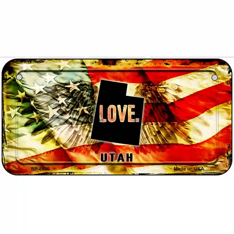 Utah Love Metal Novelty License Plate 6" x 3" (BP)