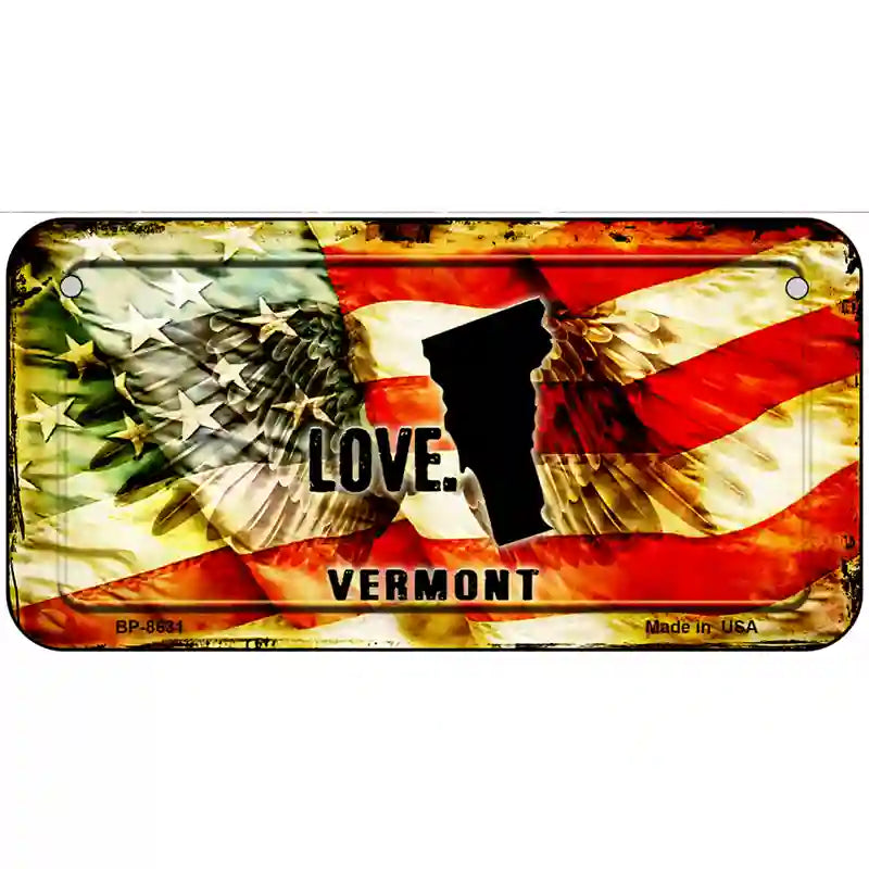 Vermont Love Metal Novelty License Plate 6" x 3" (BP)