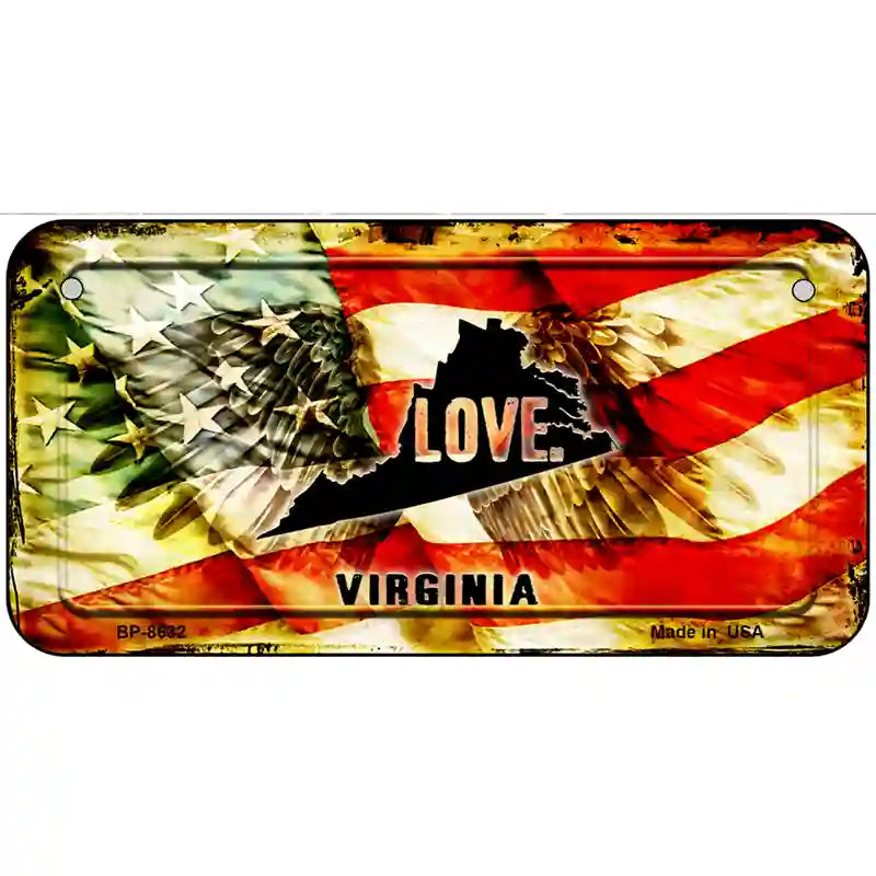 Virginia Love Metal Novelty License Plate 6" x 3" (BP)