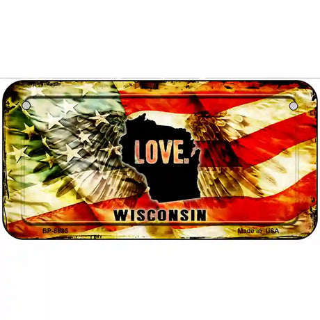 Wisconsin Love Metal Novelty License Plate 6" x 3" (BP)