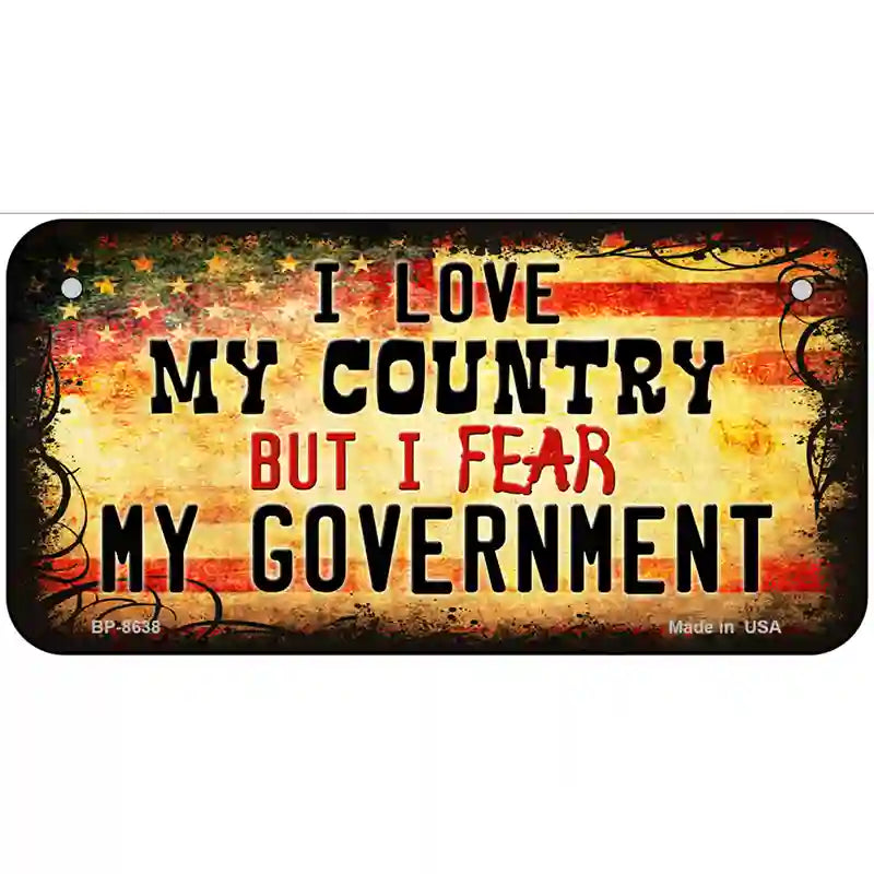 I Love My Country Metal Novelty License Plate 6" x 3" (BP)