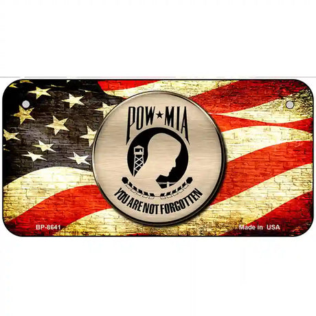 POW MIA With USA Flag Metal Novelty License Plate 6" x 3" (BP)