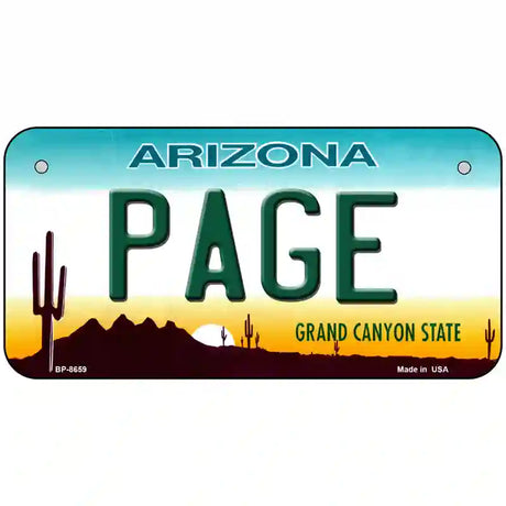 Page Arizona Metal Novelty License Plate 6" x 3" (BP)