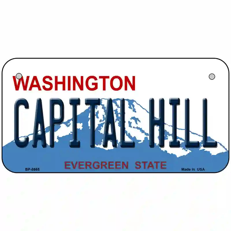 Capital Hill Washington Metal Novelty License Plate 6" x 3" (BP)