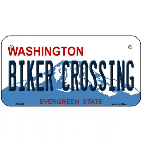 Biker Crossing Washington Metal Novelty License Plate 6" x 3" (BP)