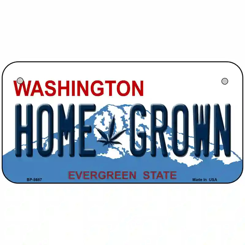 Home Grown Washington Metal Novelty License Plate 6" x 3" (BP)