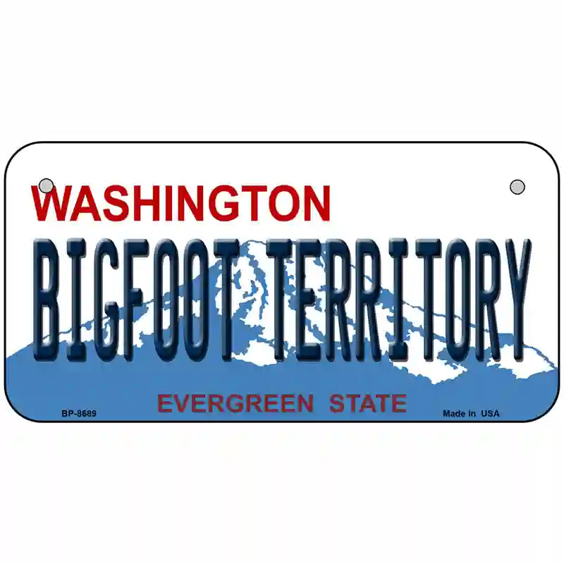 Bigfoot Territory Washington Metal Novelty License Plate 6" x 3" (BP)