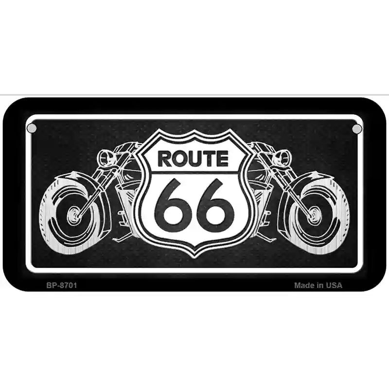 Route 66 With Bikes Metal Novelty License Plate 6" x 3" (BP)