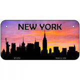 New York Silhouette Metal Novelty License Plate 6" x 3" (BP)