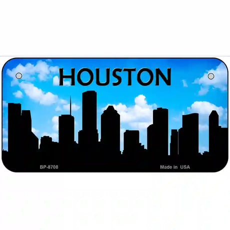 Houston Silhouette Metal Novelty License Plate 6" x 3" (BP)