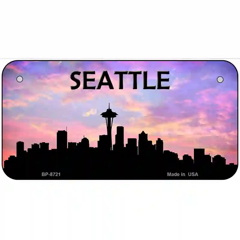 Seattle Silhouette Metal Novelty License Plate 6" x 3" (BP)