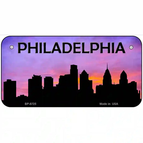 Philadelphia Silhouette Metal Novelty License Plate 6" x 3" (BP)