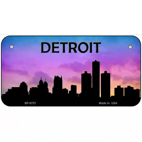 Detroit Silhouette Metal Novelty License Plate 6" x 3" (BP)