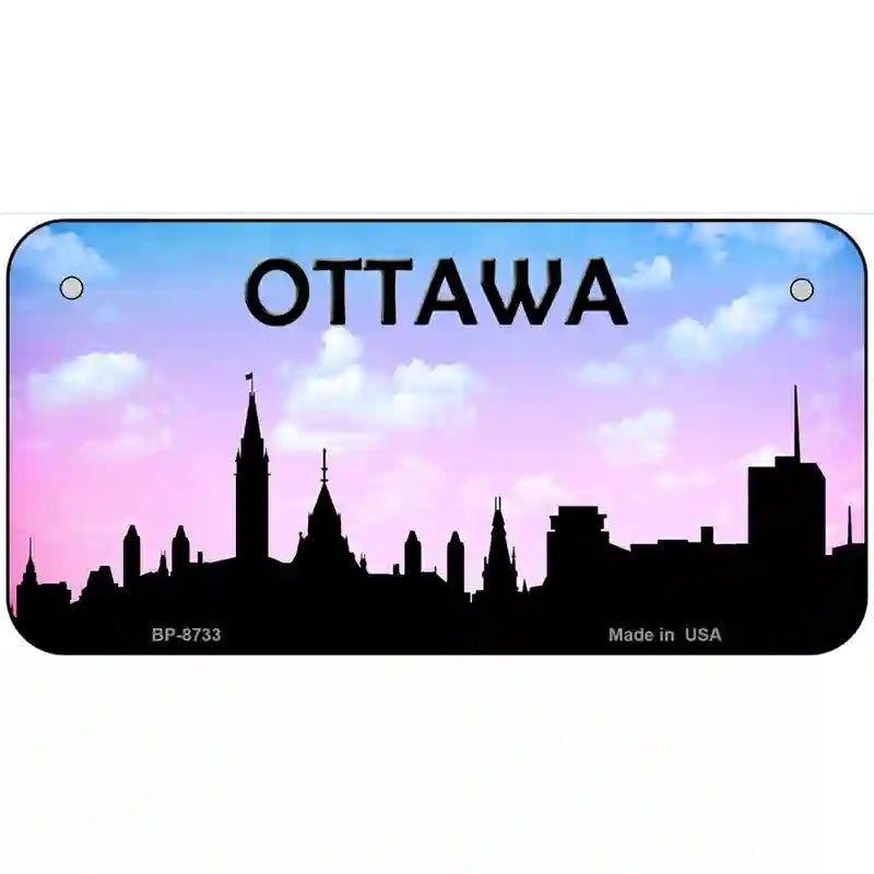 Ottawa Silhouette Metal Novelty License Plate 6" x 3" (BP)