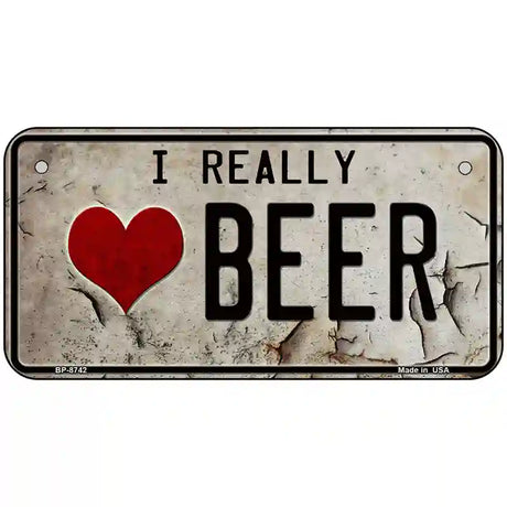 I Love Beer Metal Novelty License Plate 6" x 3" (BP)