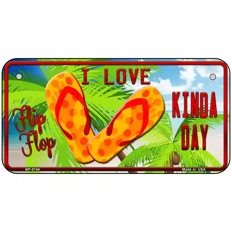 I Love Flip Flop Metal Novelty License Plate 6" x 3" (BP)