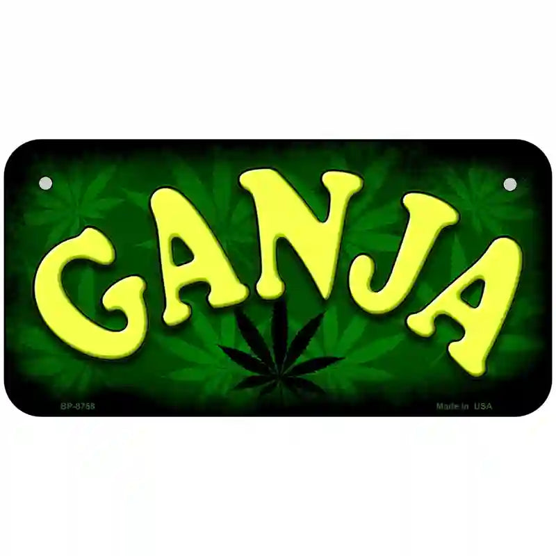 Ganja Metal Novelty License Plate 6" x 3" (BP)