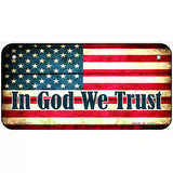 In God We Trust American Flag Metal Novelty License Plate 6" x 3" (BP)