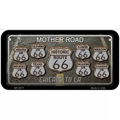 Route 66 Black Top Metal Novelty License Plate 6" x 3" (BP)