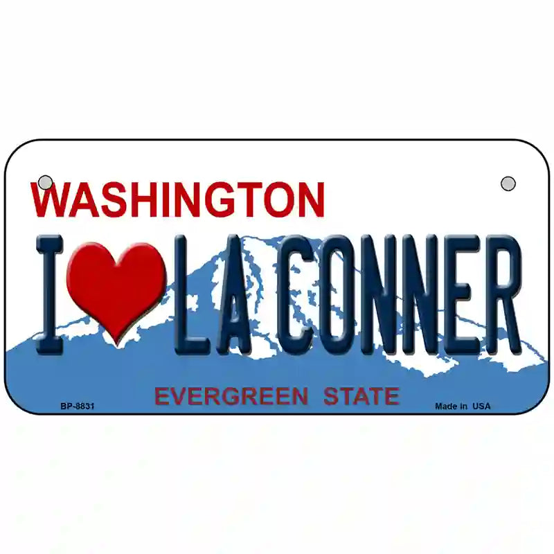 I Love La Conner Washington Metal Novelty License Plate 6" x 3" (BP)