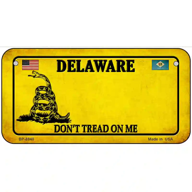 Delaware Dont Tread On Me Metal Novelty License Plate 6" x 3" (BP)