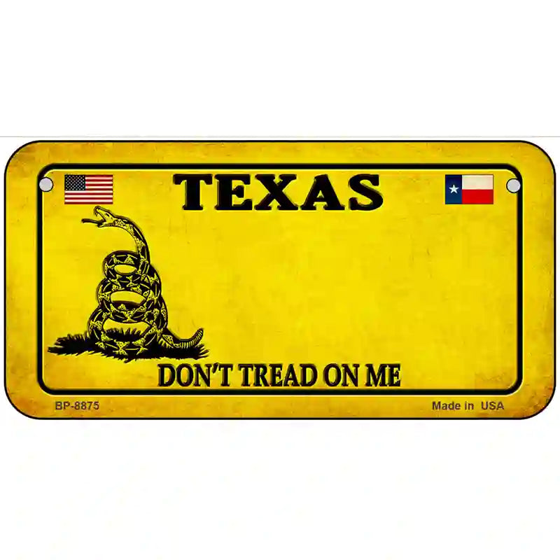 Texas Dont Tread On Me Metal Novelty License Plate 6" x 3" (BP) / Yes