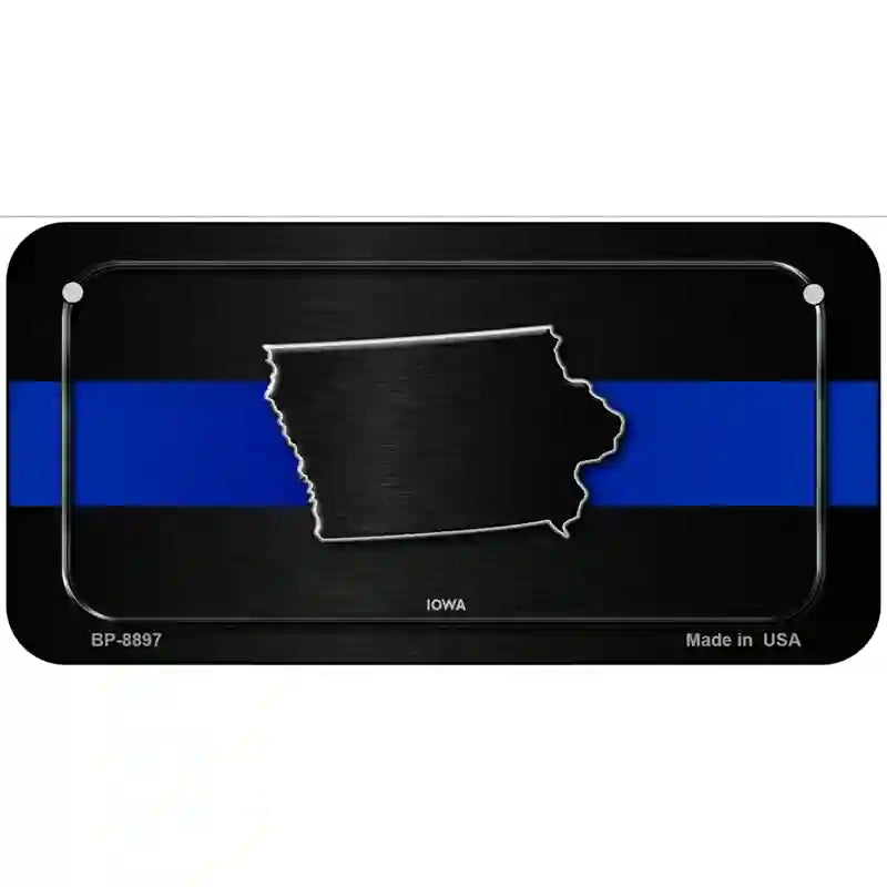 Iowa Thin Blue Line Metal Novelty License Plate 6" x 3" (BP)