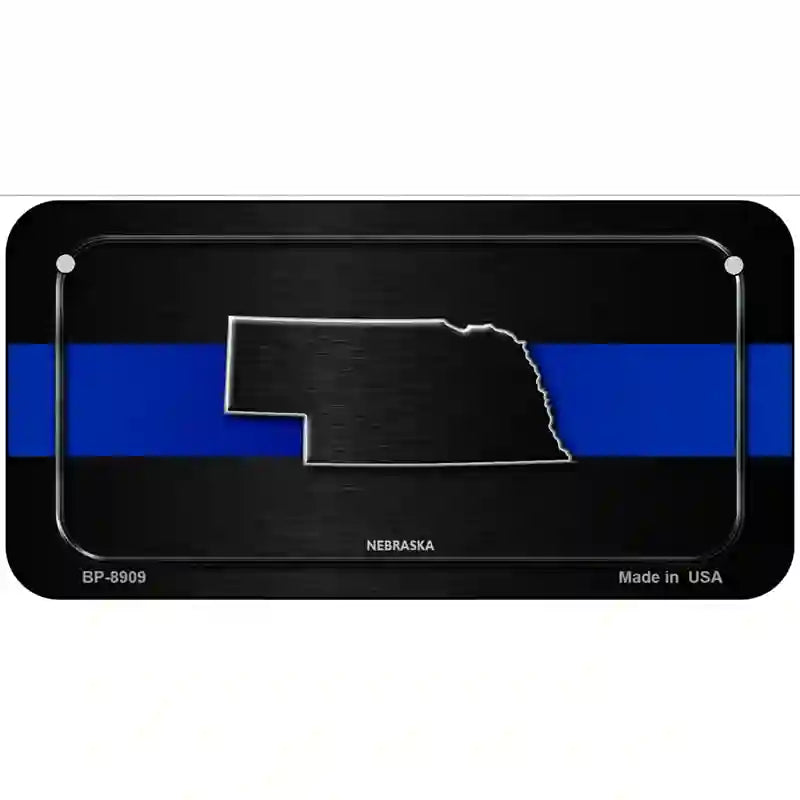 Nebraska Thin Blue Line Metal Novelty License Plate 6" x 3" (BP)