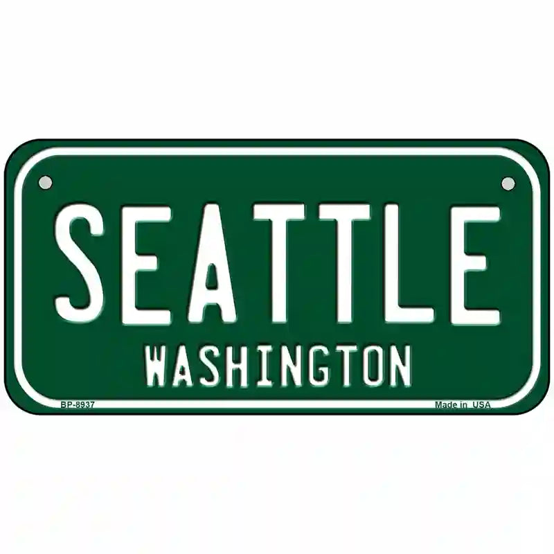 Seattle Washington Green Metal Novelty License Plate 6" x 3" (BP)