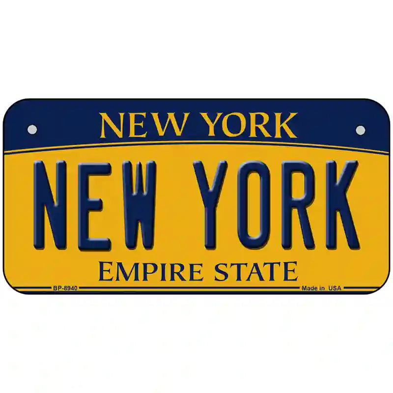 New York Yellow Metal Novelty License Plate 6" x 3" (BP)