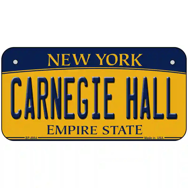 Carnegie Hall New York Metal Novelty License Plate 6" x 3" (BP)