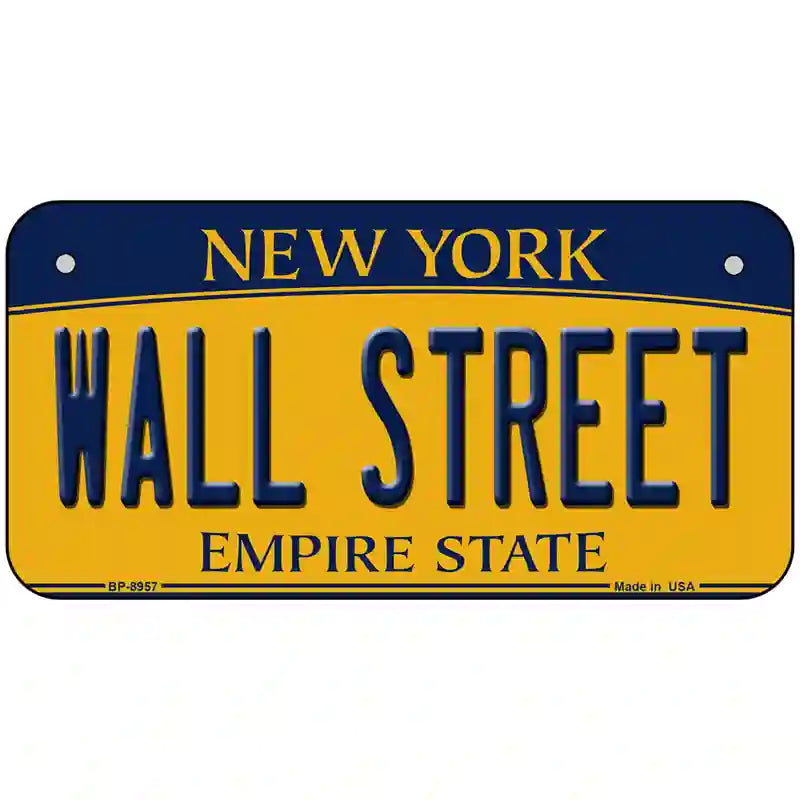 Wall Street New York Metal Novelty License Plate 6" x 3" (BP)