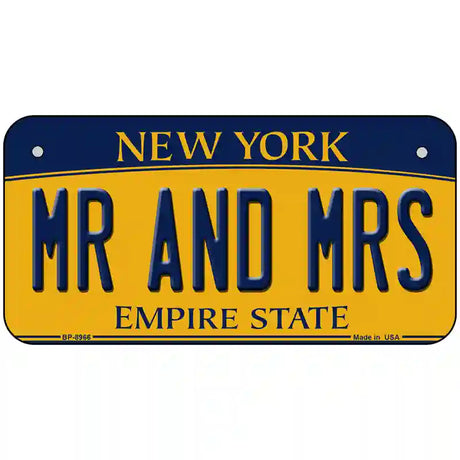 Mr and Mrs New York Metal Novelty License Plate 6" x 3" (BP)