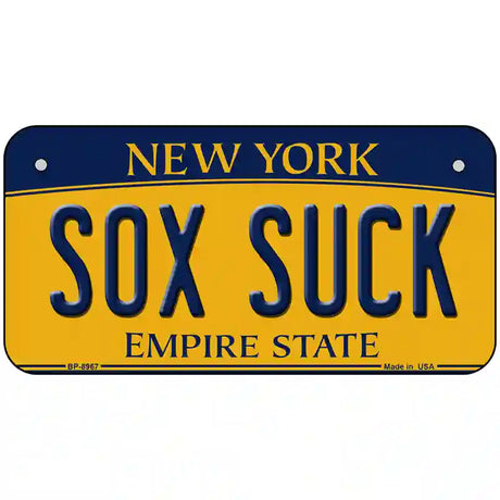 Sox Suck New York Metal Novelty License Plate 6" x 3" (BP)