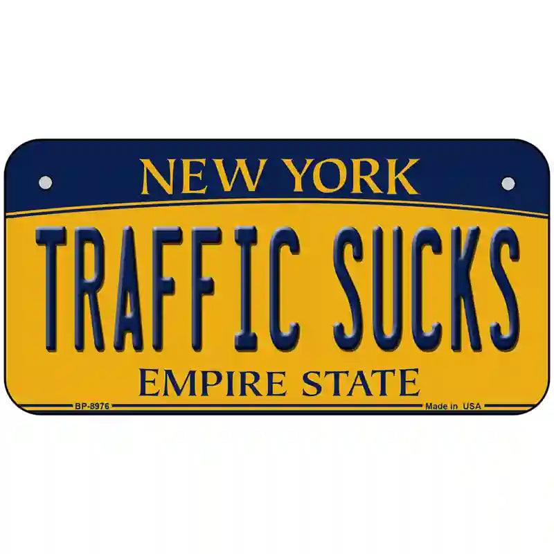 Traffic Sucks New York Metal Novelty License Plate 6" x 3" (BP)