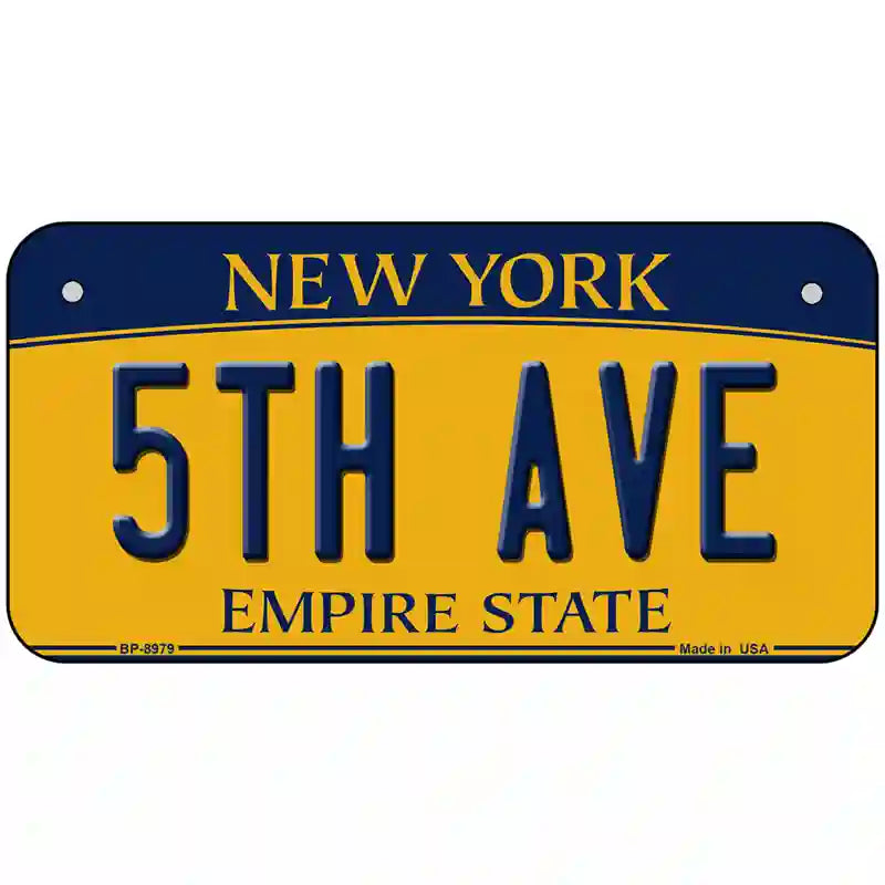 5th Ave New York Metal Novelty License Plate 6" x 3" (BP)