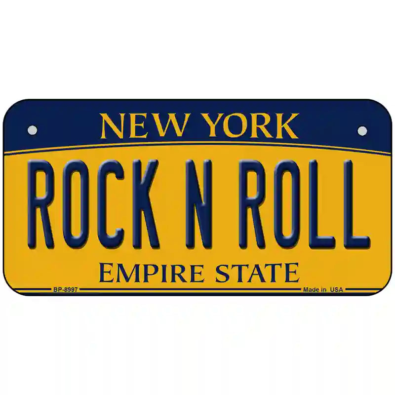 Rock N Roll New York Metal Novelty License Plate 6" x 3" (BP)