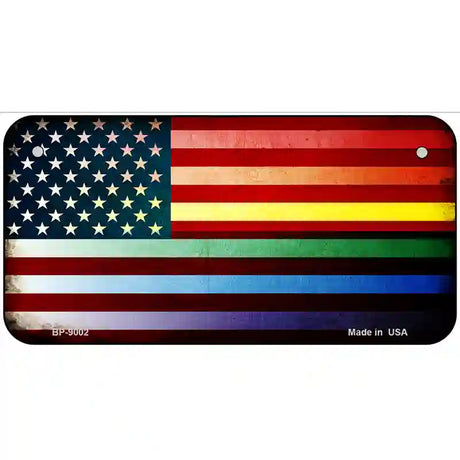 American Flag Rainbow Metal Novelty License Plate 6" x 3" (BP)