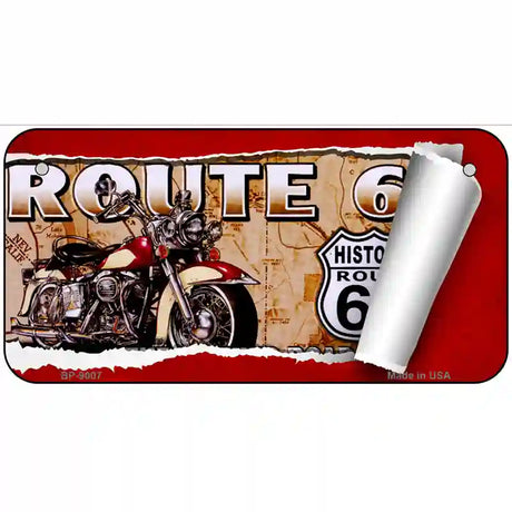 Route 66 Mother Road Scroll Metal Novelty License Plate 6" x 3" (BP)