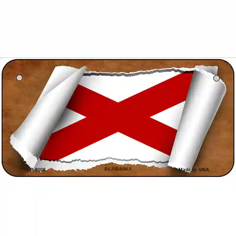 Alabama Flag Scroll Metal Novelty License Plate 6" x 3" (BP)